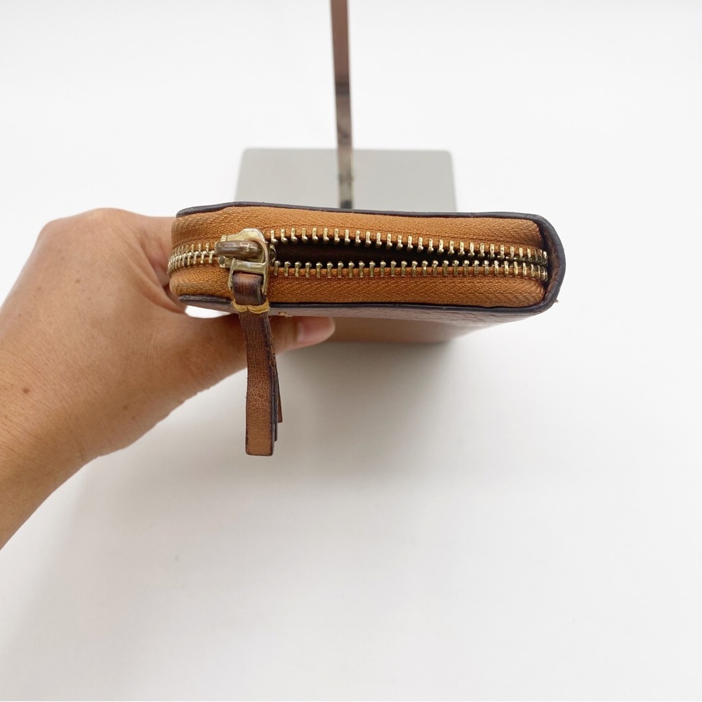 TORY BURCH Long Wallet Leather Caramel Color 7.5” x 4” Soft Leather Sleek - Picture 4 of 12
